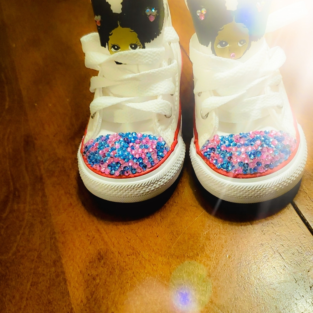 Kids custom sneakers and jean jacket